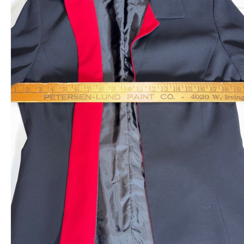 Kasper Womens Black Blazer Red Contrast Lapel Open Front Suit Jacket Size 12 - Picture 3 of 3
